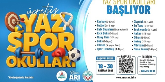 Nevşehir Belediyesi Yaz Spor Okulları Açılıyor