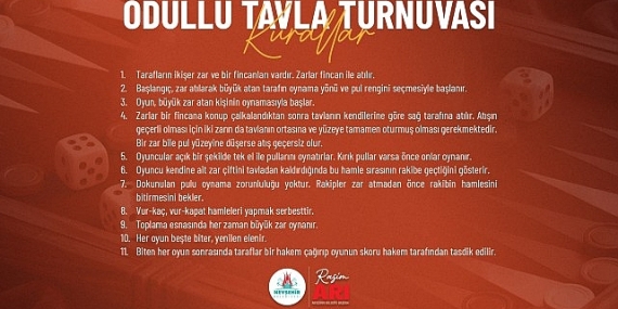 Nevşehir Belediyesi’nden Ödüllü Tavla Turnuvası