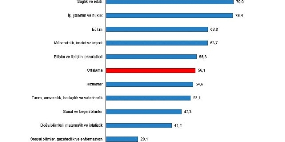 Lisans mezunlarında kayıtlı istihdam oranı 2024 yılında yüzde 75,0 olarak gerçekleşti