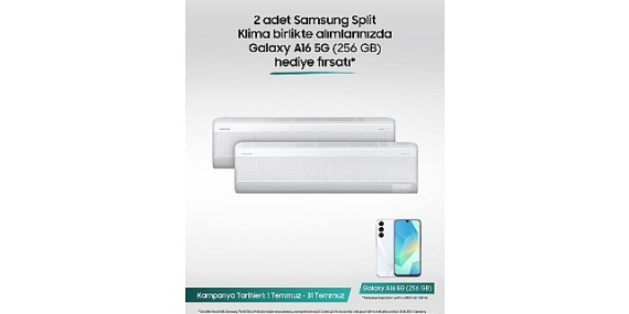 Samsung Split Klimalarda 2’li alımda Galaxy A16 5G telefon hediye fırsatı!