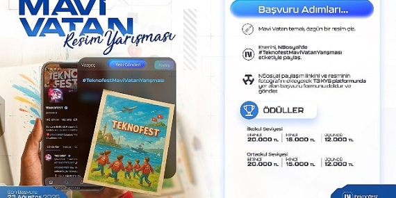 TEKNOFEST Mavi Vatan Resim Yarışması ile Minik Eller,   Büyük Hayallere Yelken Açıyor!