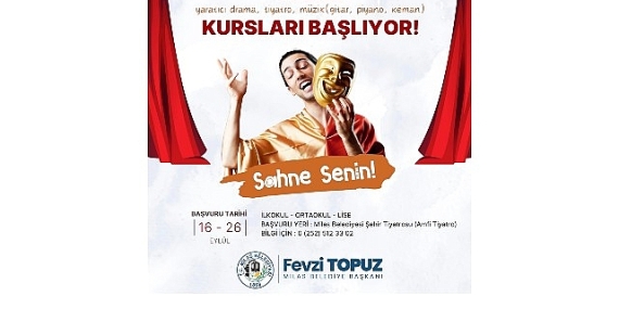 Milas Belediyesi Kültür Sanat Kursları İçin Kayıtlar Başlıyor