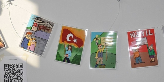 EÜ’de öğrencilerin kaleminden Cumhuriyet ve Atatürk karikatürleri sergilendi