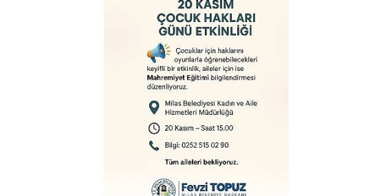 Milas Belediyesi’nden Çocuk Hakları Gününde Anlamlı Etkinlik