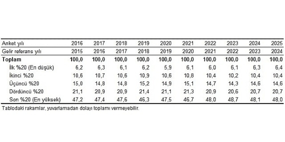 Gelir Dağılımı İstatistikleri, 2025
